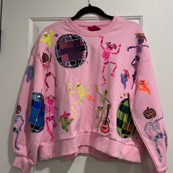 New XS Queen of Sparkles - Dancing Skelton Sweatshirt Halloween - Picture 1 of 3